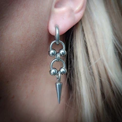 Y2K Spike Rivet Ball Huggie Hoop Earrings for Women Stainless Steel Emo Punk Pointed Drop Earrings Gothic Grunge Earrings