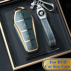 Soft TPU Car Key Case Cover for BYD Song Plus Han EV Tang DM Qin Seal Dolphin Remote Control Holder Key Chain Car Accessories