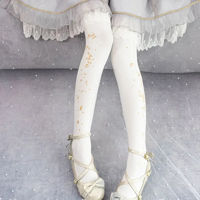 Conejito en la luna ~ Medias lolita de estilo chino de Yidhra