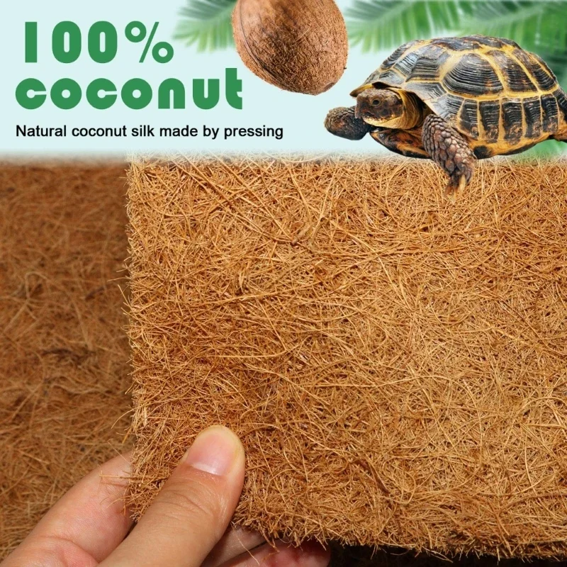 Paquete 4 alfombras Reptiles fibra Natural para tortugas y lagartos, terrarios, estera cama, revestimiento