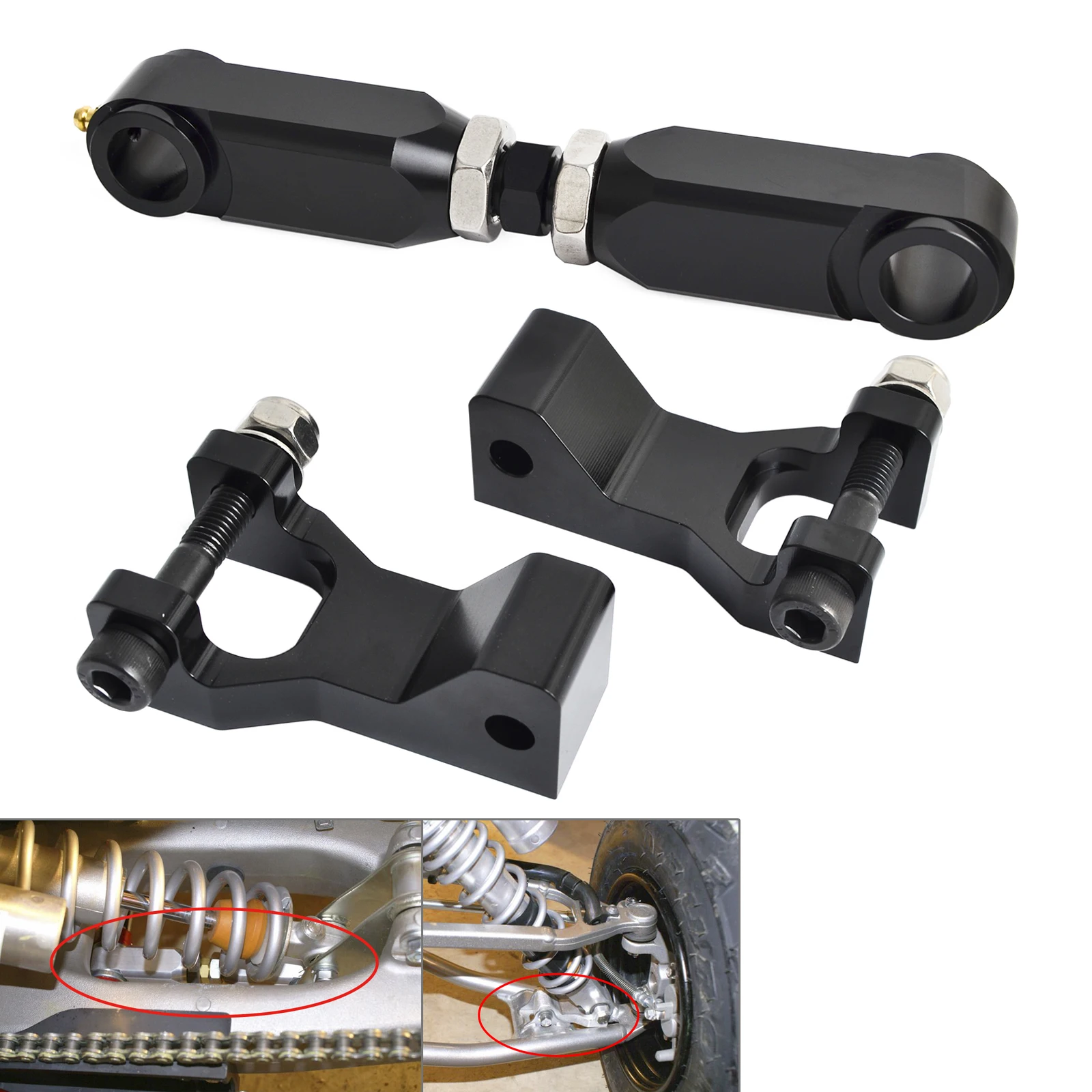 NICECNC ATV Tieferlegungssatz vorne hinten für Yamaha Raptor 700 700R YFM700 2006–2019 660 660R YFM660R 2001–2005 350 YFM350 2004–2013 – Detail 2