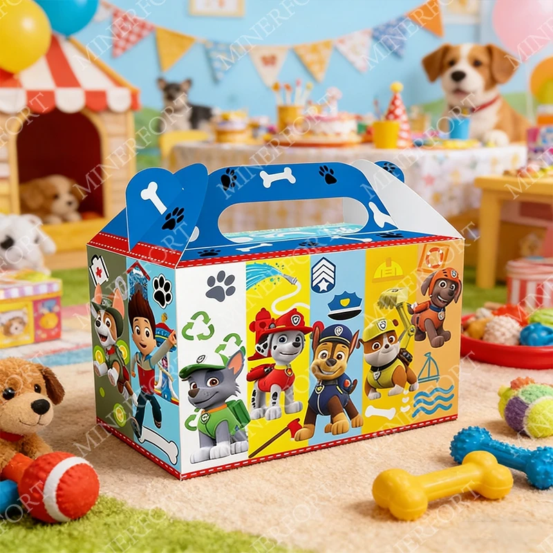 Paw Patrol Candy Box Dekoration Niedliche Hunde Kreative Anime Kinder Geschenke Verpackung für Babyparty Alles Gute zum Geburtstag Partyzubehör Tasche