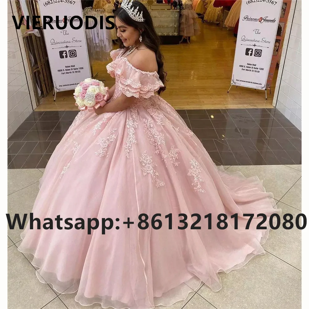 Бальное платье с пышными плечами, платья Quinceanera, кружевные платья принцессы с аппликацией, милое платье 16, Vestido De 15 Anos Quinceanera