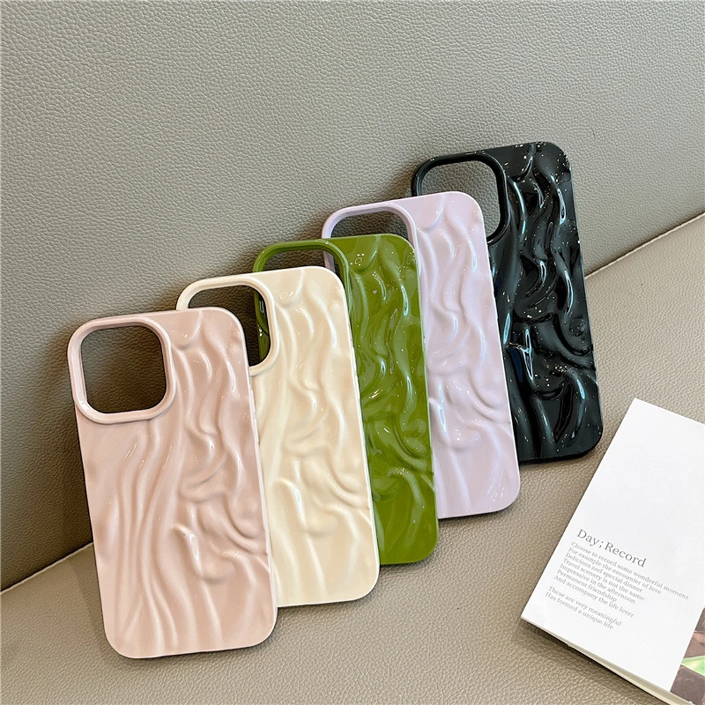 Luxury Wrinkles Phone Case For iPhone 11 12 13 14 Pro Max TPU Glitter For Iphone 14 Shockproof Soft Smooth Silicone Back Cover