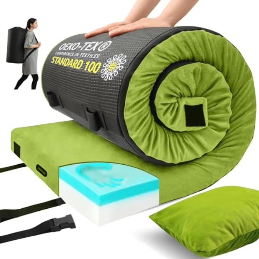 

Матрас из пены с эффектом памяти для кемпинга, удобный толстый напольный коврик для сна для взрослых с водонепроницаемым и нескользящим дном, портативный.