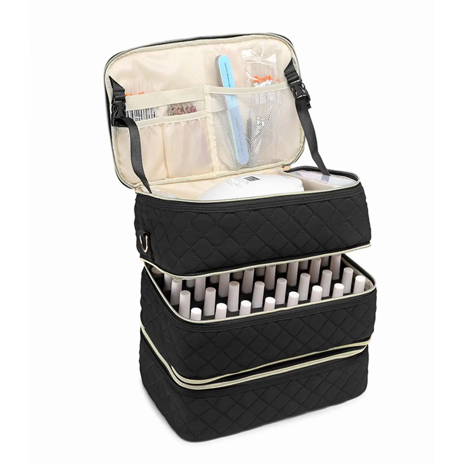 Three Layer Nail Polish Storage Bag Travel Carrying Bag for Makup Perfume