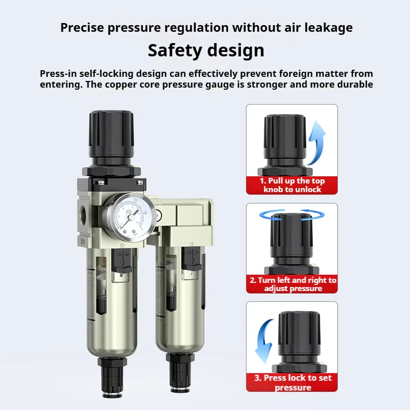 CWF 1/4 3/8 1/2 3/4 1 in 10Pneumatic Compressor Air Filter Source Treatment Filters Pressure Regulator Gauge Oil-Water Separator