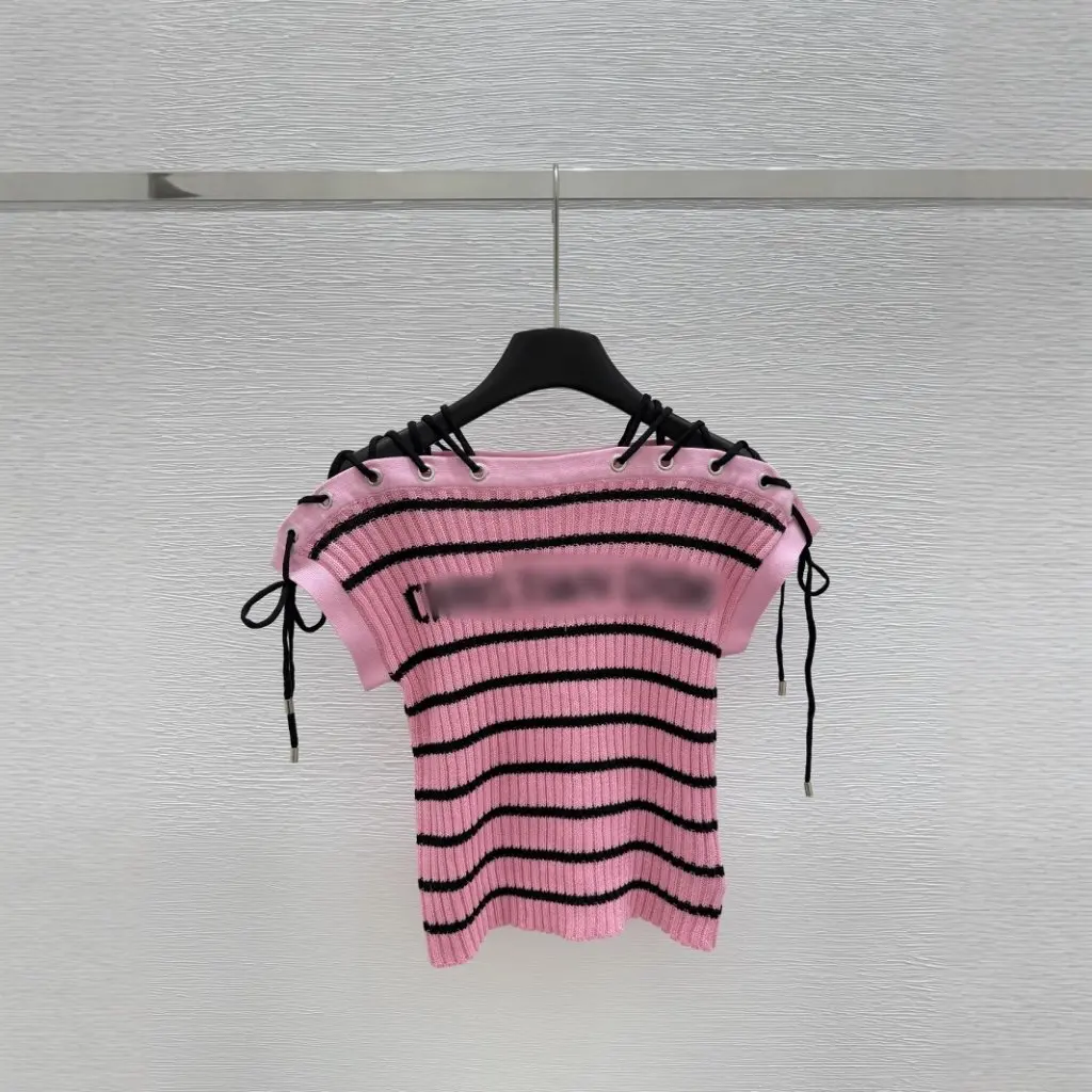 

Women's Off-Shoulder Striped Knit Vest Top Jacquard Home CD Style Spring/Summer New Collection by Shenzhen Nanyou Haute Couture