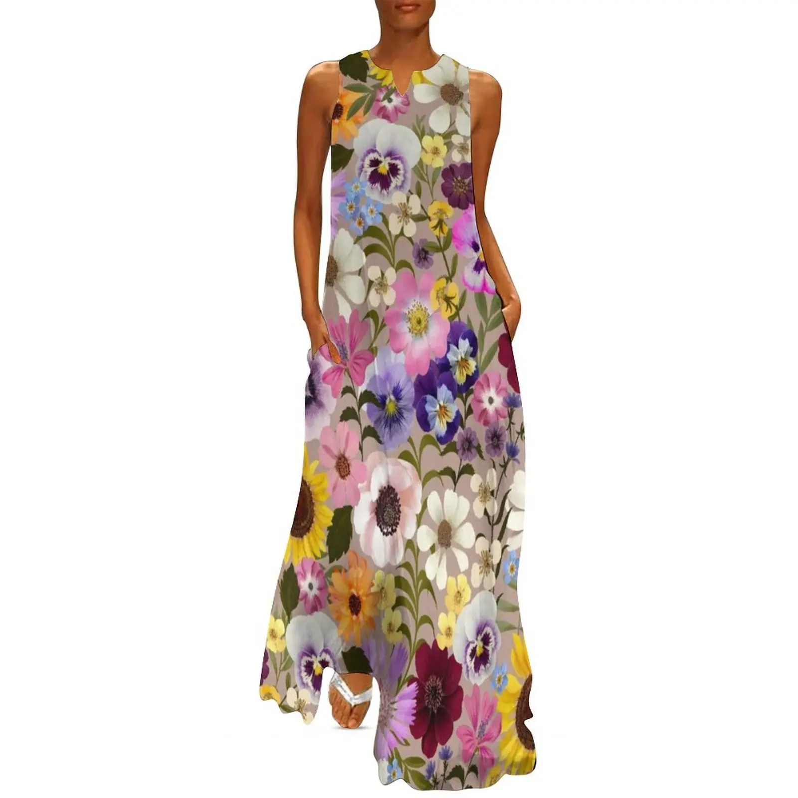 

Spring Garden Party floral Long Dress cute dress loose summer dress Women"s summer dresses