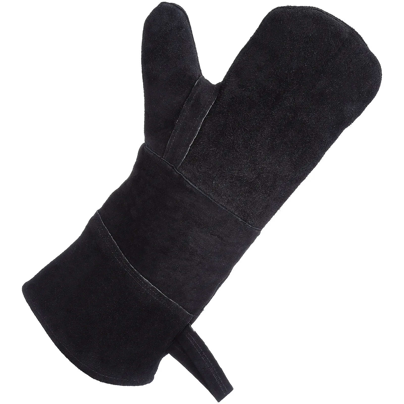 

Heavy Duty Fire Resistant Welding Gloves Made from Thick Flexible Cowhide with Sweat Absorbing Cotton Lining for Bbq
