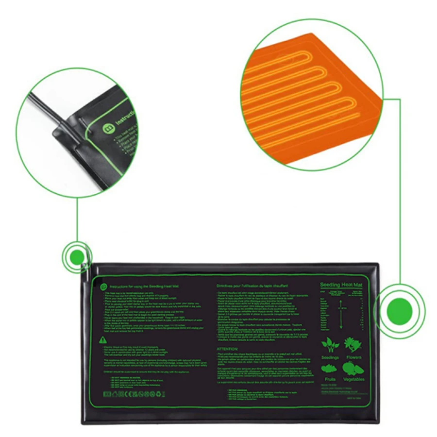 3-rozmiarowa ulepszona mata grzewcza do sadzonek Wodoodporna poduszka grzewcza z 20℃-45℃ Cyfrowy termostat do kiełkowania sadzonek hydroponicznych
