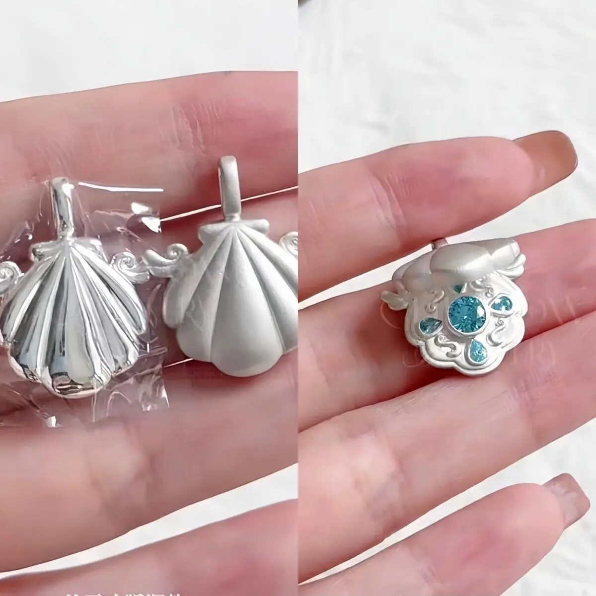 Openable Shell Mermaid Princess Necklace Blue Flip Pendant Ocean Fantasy Women Clavicle Jewelry