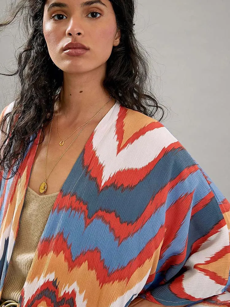 Kimono de playa para mujer, túnica larga con estampado, caftán, Pareo, Pareo, 2024