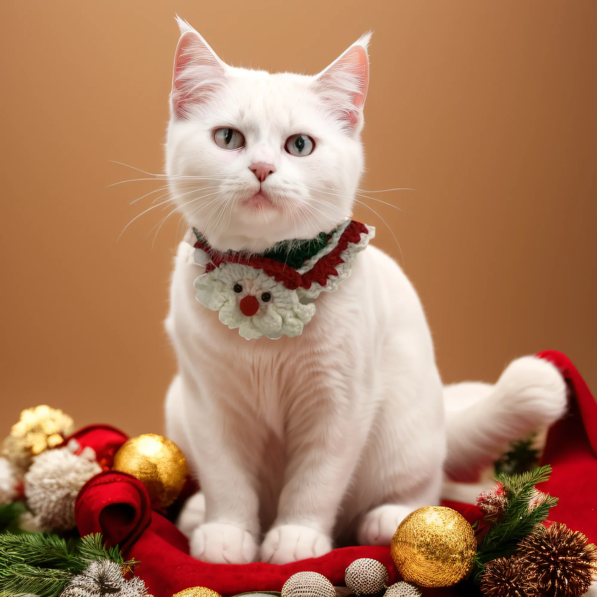 Coleira de gato de férias Coleira de animal de estimação de Natal com Papai Noel, lenço de malha de cachorro e gato de férias de Natal