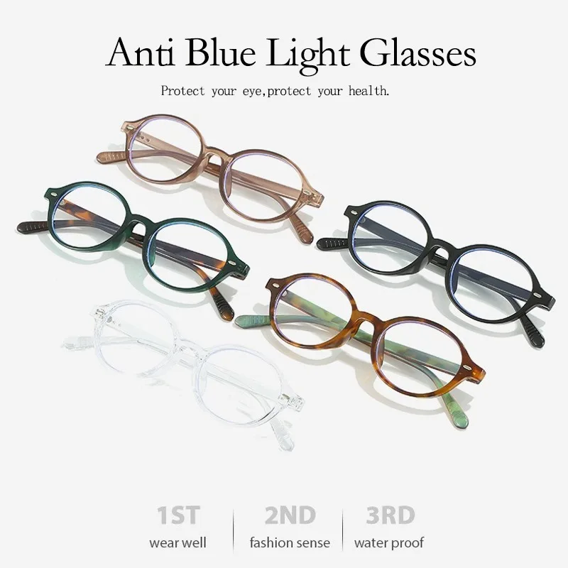 Retro Oval Rahmen Gläser Trendy Frauen Mann Anti Blaues Licht Gläser Ästhetische Hohe Qualität Komfortable Nicht-slip Brillen