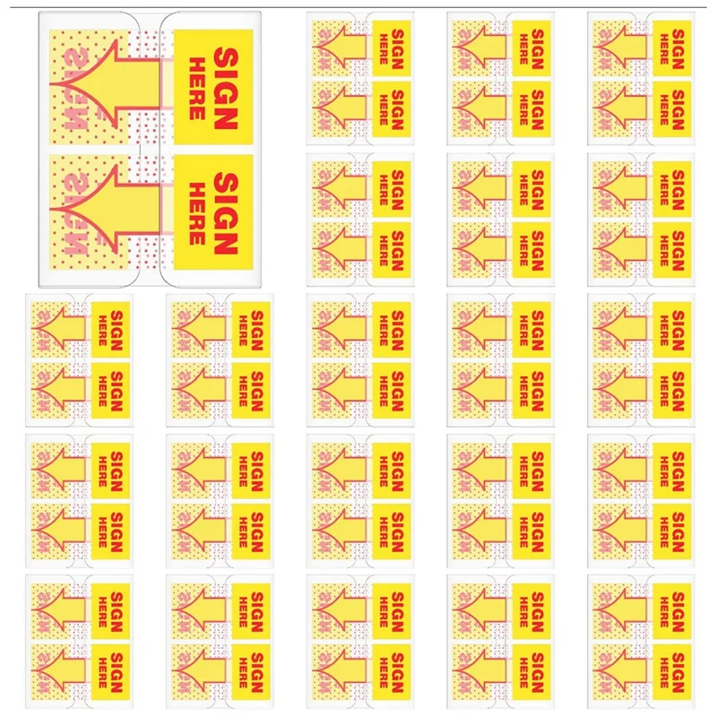 1250Pcs Sign Here Stickers 1 Inch Sign Date Tabs Sign Date Sign Stickers With Dispenser Flag Easy To Post For Office