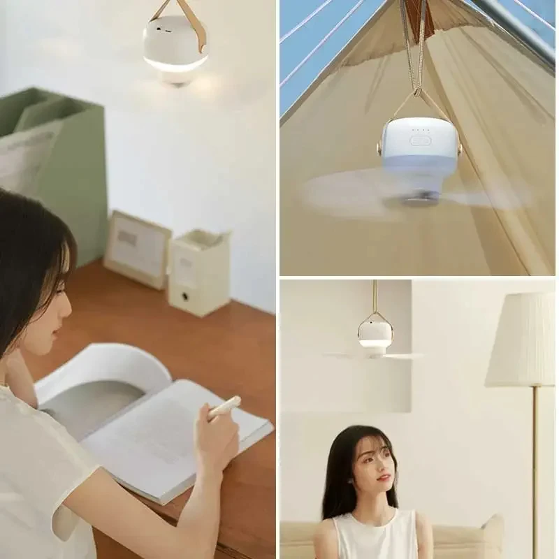Ventilatore da campeggio multifunzionale per esterni - Circolatore da soffitto per tenda, dispositivo di raffreddamento dell'aria con luci a LED e telecomando