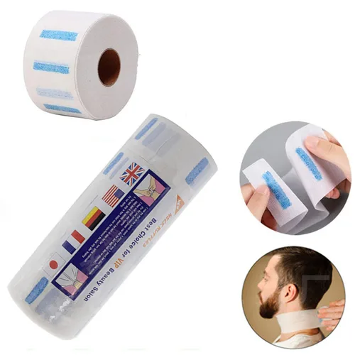 Imagen 1 del producto 20 rollos (2000 tiras) de papel blanco para el cuello para peluquería, 5 rollos * 100 tiras (total de 500 tiras)