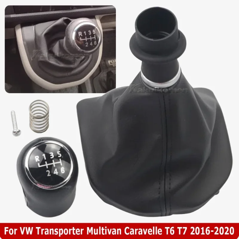Leather Boot For VW Volkswagen T6 T7 Transporter Multivan Caravelle 2016 2017 2018 2019 2020 Car 5 6 Speed Gear Stick Shift Knob