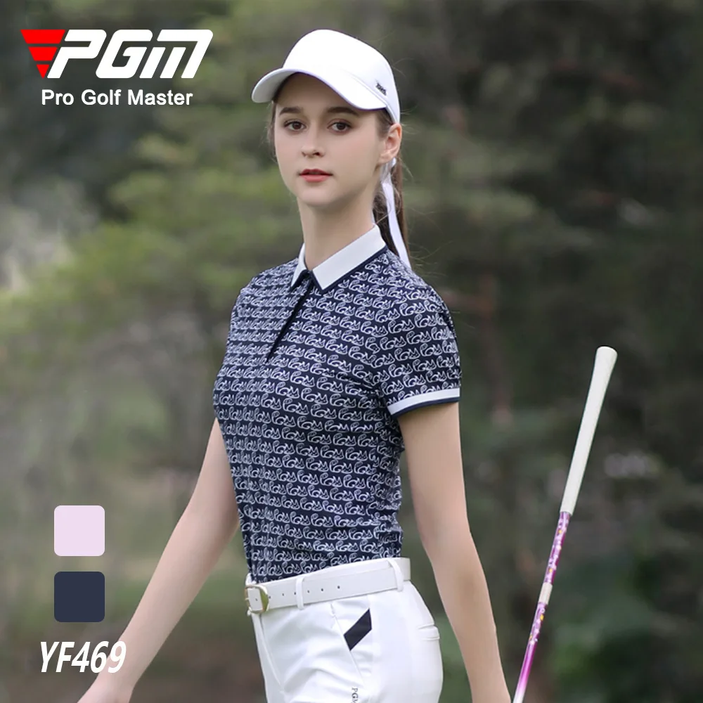 

PGM Summer Women Golf Short-Sleeved T Shirt Ladies Shirts Sports Slim Clothes Quick-Dry Breathable Golf Tennis Clothing YF469