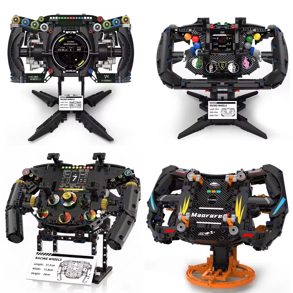 

4Types Technical Racing Simulation Steering Wheel Building Blocks Steering Wheel Model Toys Can Place mobile phone Gift For Kids