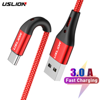 USLION 3A USB Type C Cable Fast Charging Wire for Samsung S23 S22 Xiaomi mi 12 mi9 Huawei Mobile Phone USB C Charger Cable 2m 3m