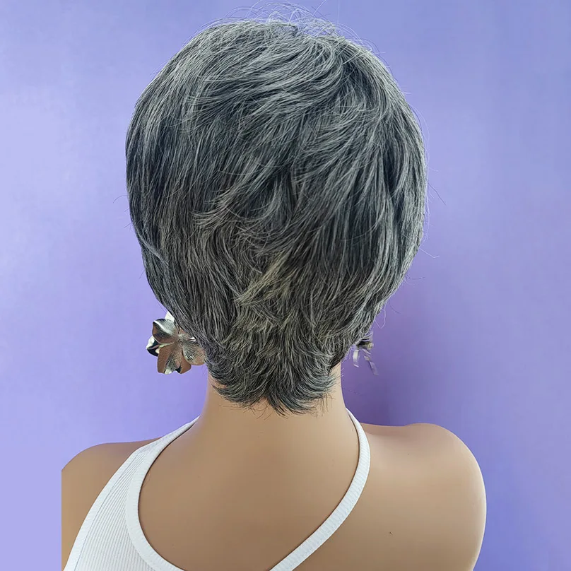 Short Gray Synthetic Wig for Women