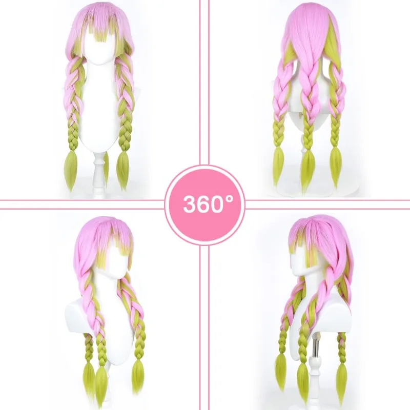 Парик Канродзи Мицури, зеленый, розовый, омбре, персонажи убийцы демонов, игра в аниме, косплей, термостойкие парики, костюм на Хэллоуин, вечерние