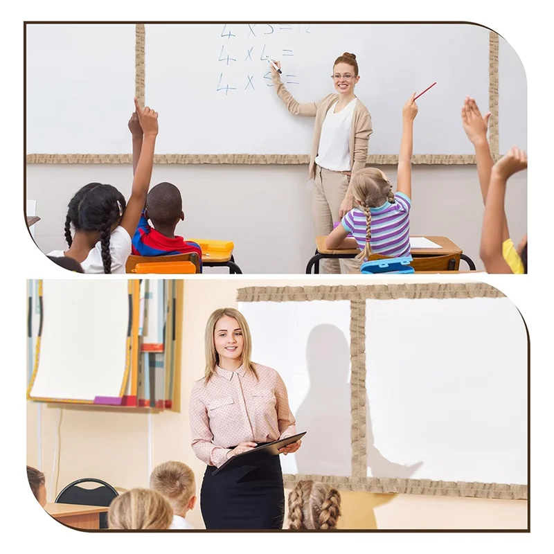 Professional Burlap Bulletin Board Border For Classroom Decor 6 Rolls Ruffled For Farmhouse Style