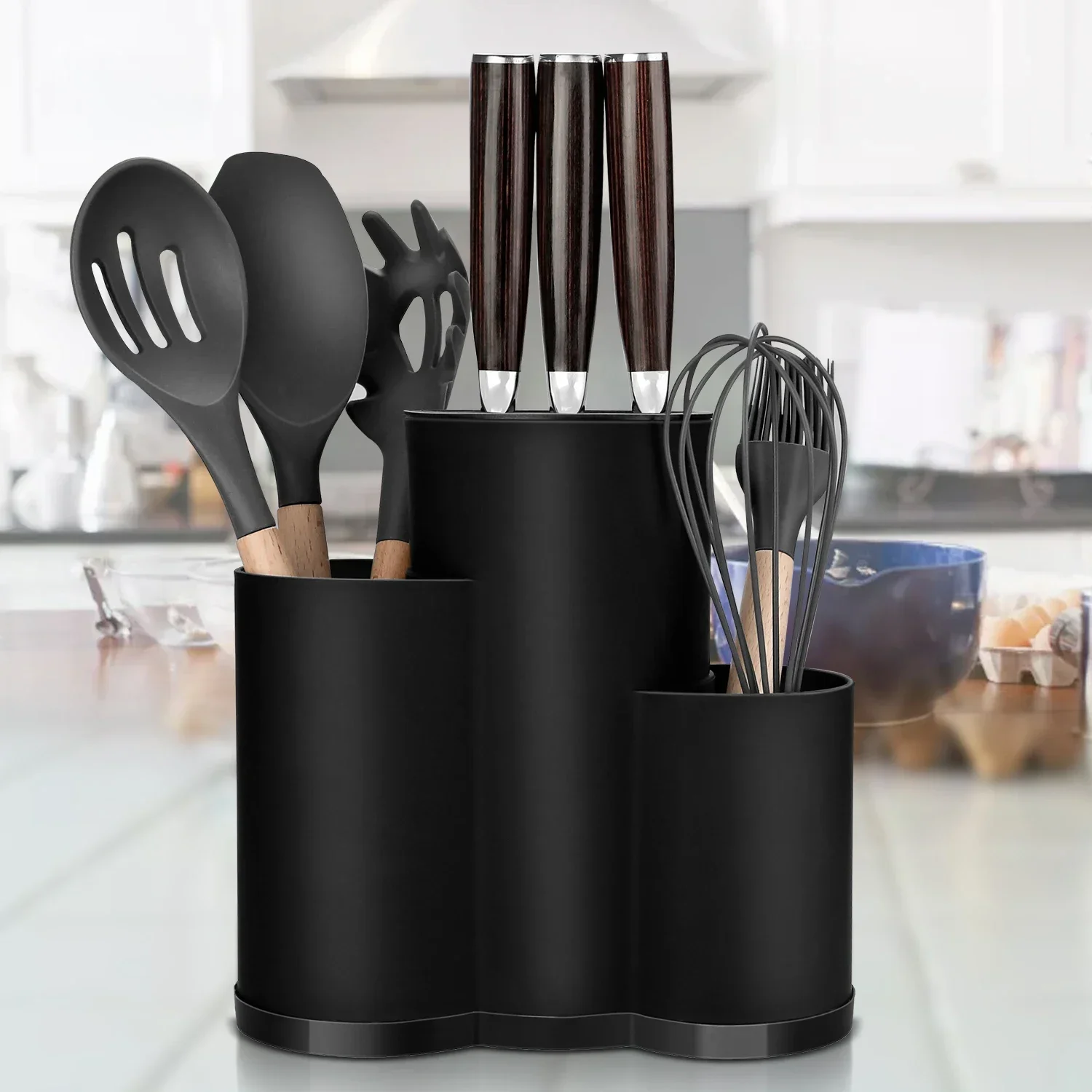 Knife Holder Multi-Function Utensil Stand and Storage Box with Drainer for Flatware, Spoon and Forks