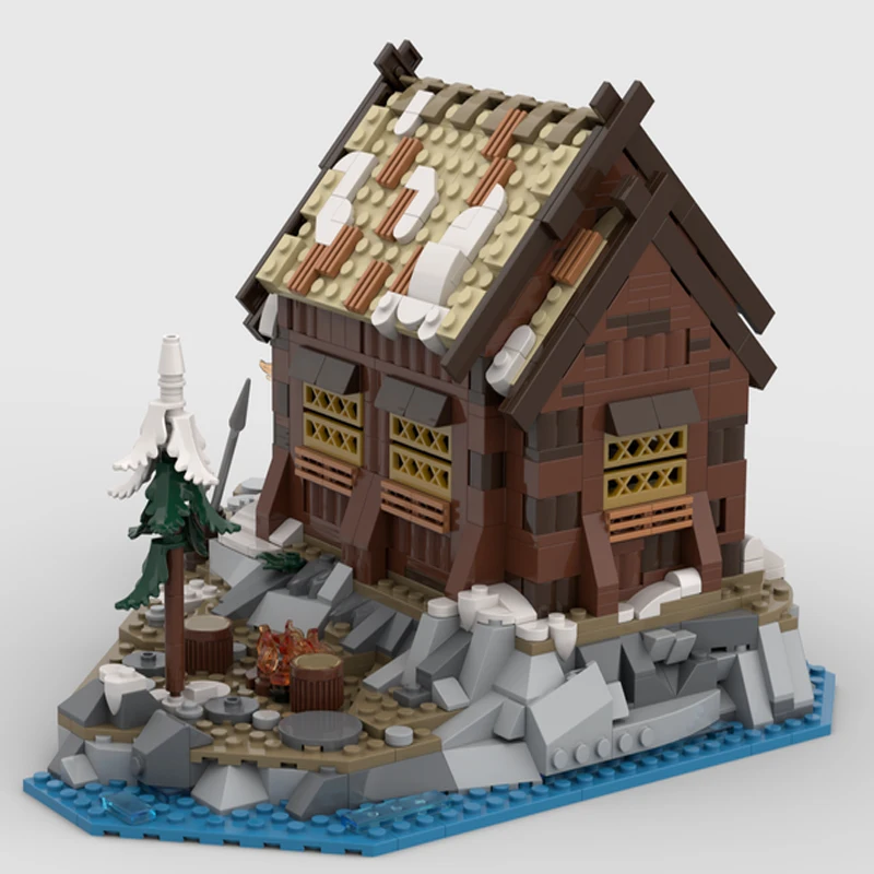 NEW 1068pcs European Medieval Street View Viking Village Mead Hall & Campfire model creative ideas childToyGift blocks MOC-21343