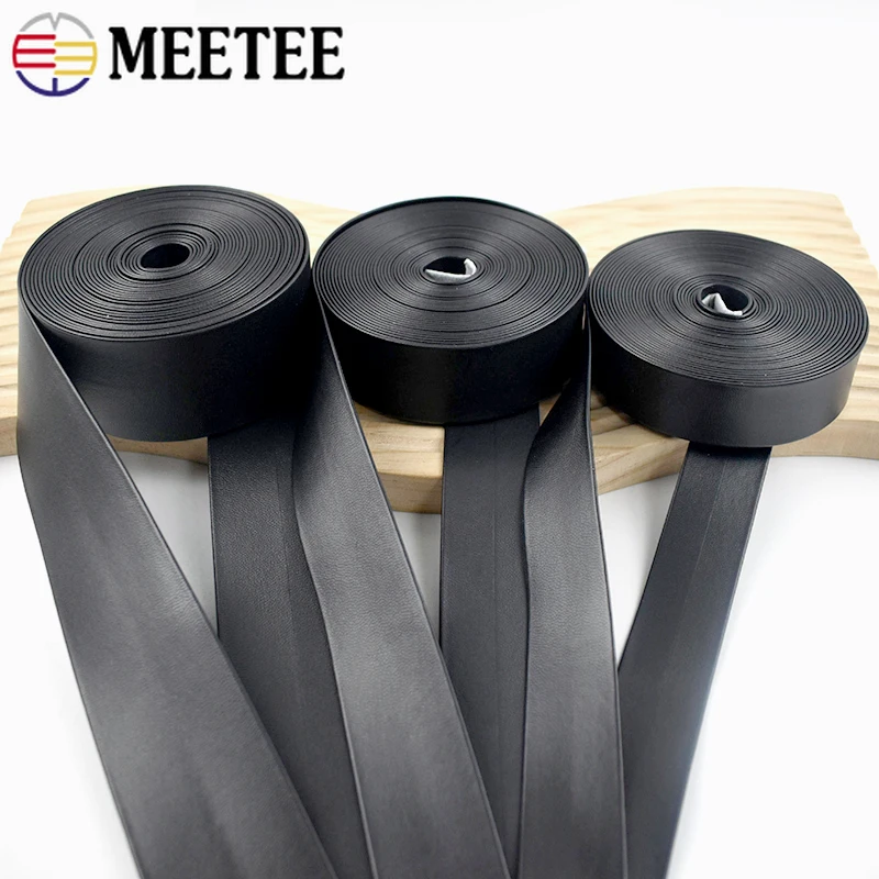 

5M Meetee 3-50mm PU Leather Ribbon Band for Sewing Bag Strap Belt Decorative Ribbons Necklace Cord DIY Craft Materials Accessory