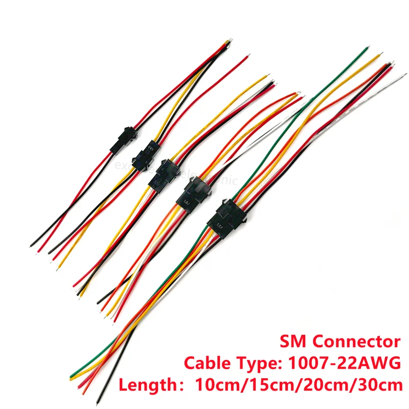 

10Pairs SM2.54 2/3/4/5/6 Pin Pitch 2.54mm Wire Connector SM Male & Female Battery Charging Cable 100MM 150MM 200MM 300MM 22AWG