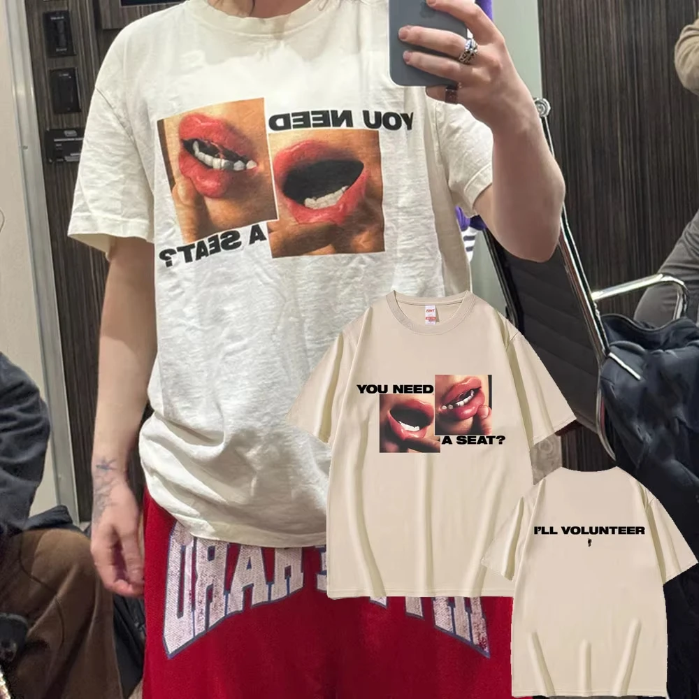 2026 Summer Singer Billie Eilish Hit Me Hard and Soft Printed Cotton T-shirt Men and Women Summer Clothing Fashion T-shirt