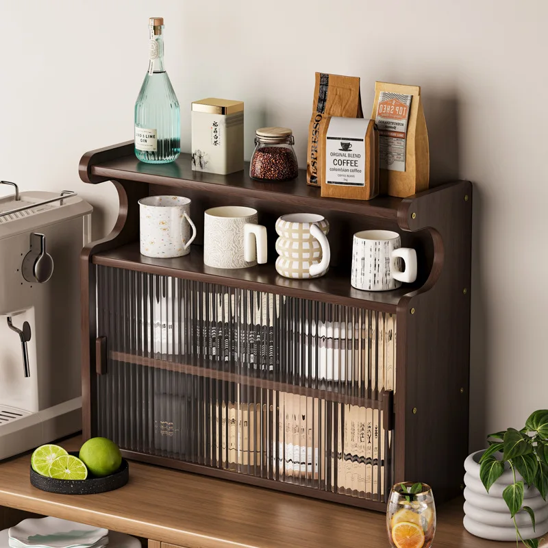 Desktop locker Home kitchen Organizing storage rack Tea room Water cup Coffee cabinet Dust-proof