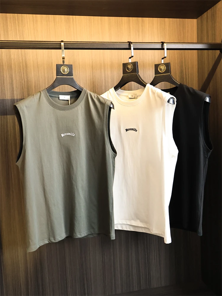 

Мужская спортивная майка с круглым вырезом: превосходное соотношение цены и качества, дышащая, влагоотводящая, из чесаного хлопка, стандартный крой, городской стиль