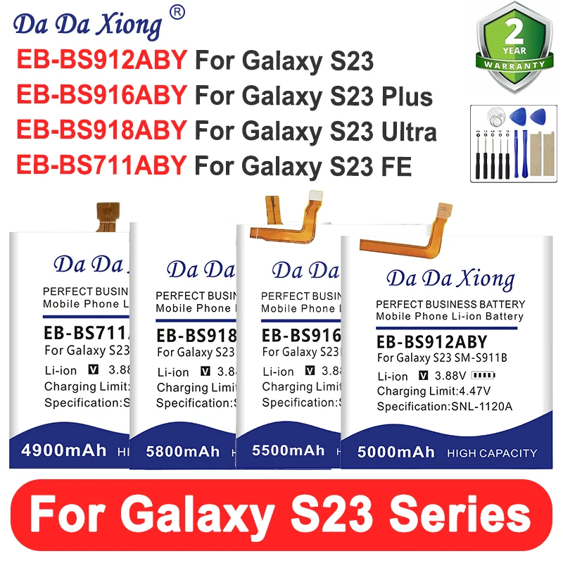 

DaDaXiong EB-BS916ABY EB-BS912ABY EB-BS918ABY EB-BS711ABY Battery For Samsung GALAXY S23 FE S23+ S23 Ultra S23FE Phone Bateria