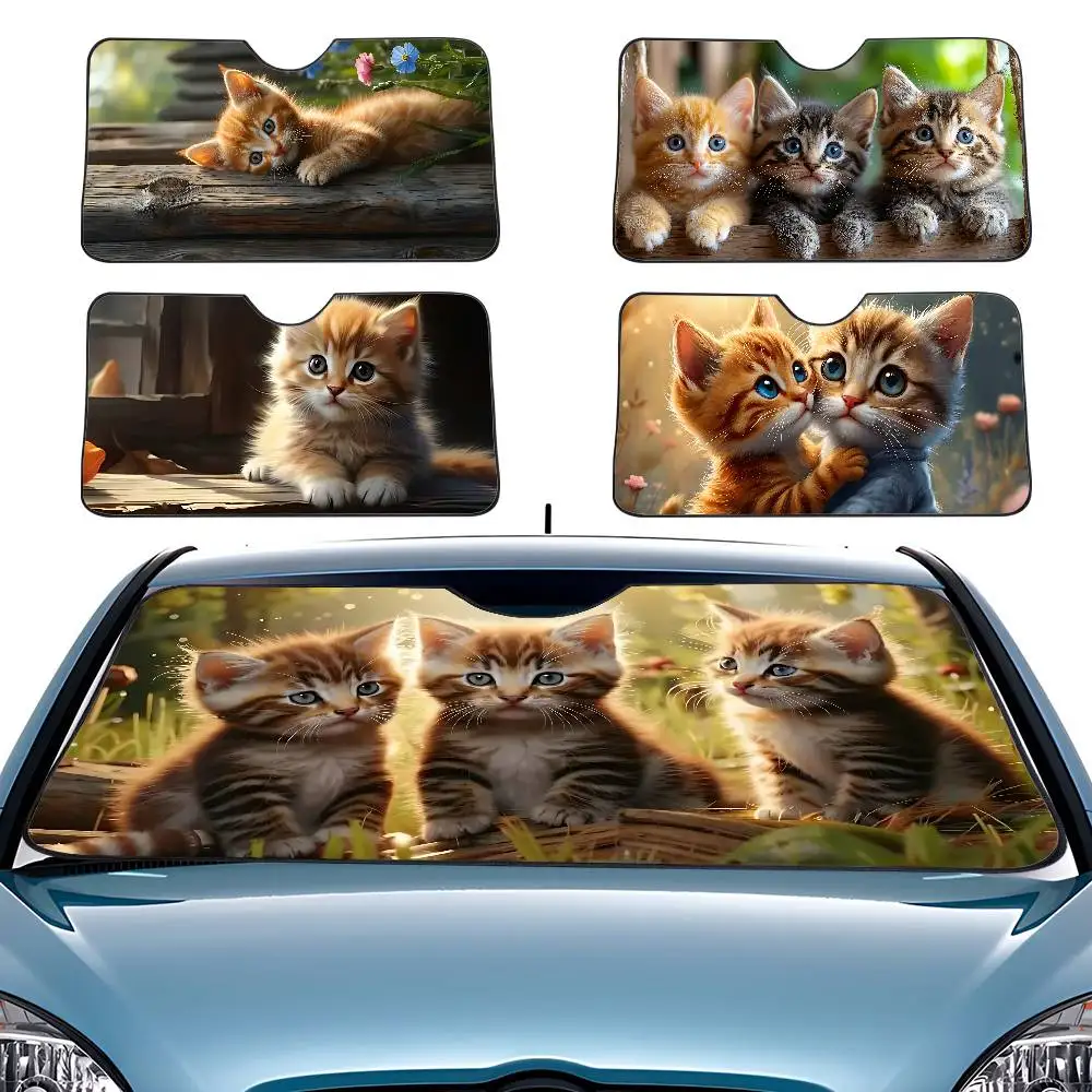 Cute CAT Car SunShade Windshield Funny Sun Shade Foldable UV Ray Sun Visor Protector Sunshade For Front Window