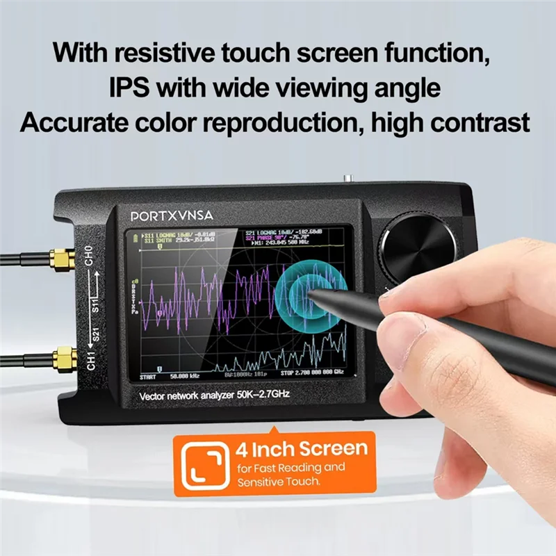 

A99E-Nanovna-H4 Plus Портативный векторный анализатор сетевых антенн 4 дюйма IPS ЖК-дисплей с сенсорным экраном 50 кГц 2,7 ГГц встроенной 5000 мАч