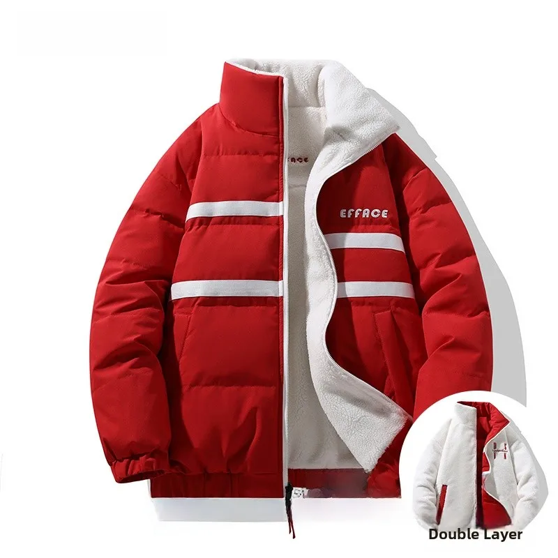 

VBBK Double-Sided Wearable Thiened Du down Jaet Fitn Collar Men's Winter Coat Warm Outdoor Polyester Fabric