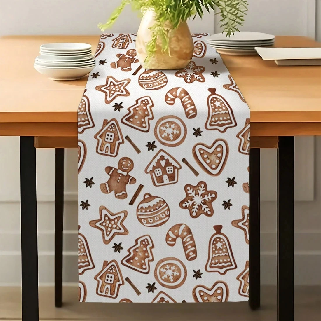 JIT عيد الميلاد تحت عنوان الزنجبيل الجدول عداء البني متعدد كوكي نمط لقضاء عطلة حزب الجدول الديكور جودة عالية وضعت #4