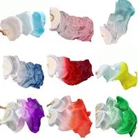 1 par de abanicos de seda para danza del vientre, abanicos largos de seda 100% Real hechos a mano, abanicos de baile de colores degradados, se pueden personalizar, seda de imitación
