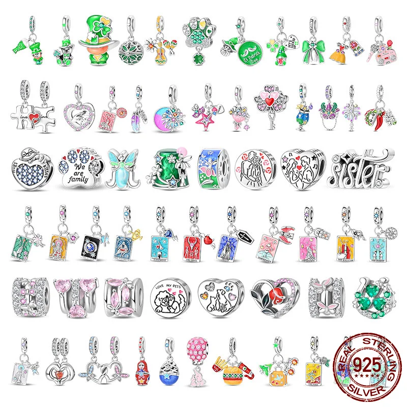 

charms plata 925 St. Patrick's Day Holiday Beer and Beverage Beaded Fit Original Bracelet DIY Jewelry Making Women's Gifts