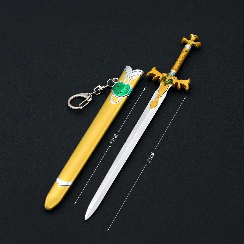 Sword - Shen Domain Anime Peripherals Golden Clover with Sheathed Weapon 21CM Model Arts Crafts Decoration Cosplay Weapons Sword