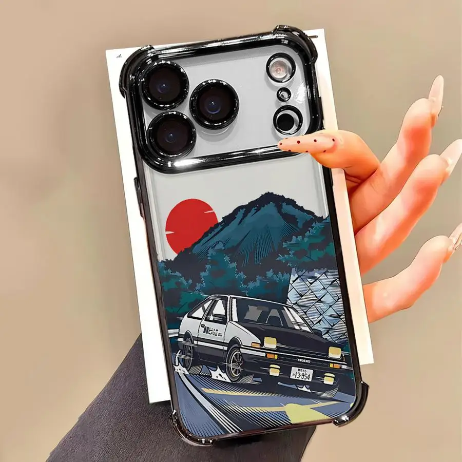 حافظة لهاتف ابل ايفون 16e 16 15 14 بلس 13 12 11 برو ماكس 17 غطاء شفاف أنيمي الأولي D Car #4