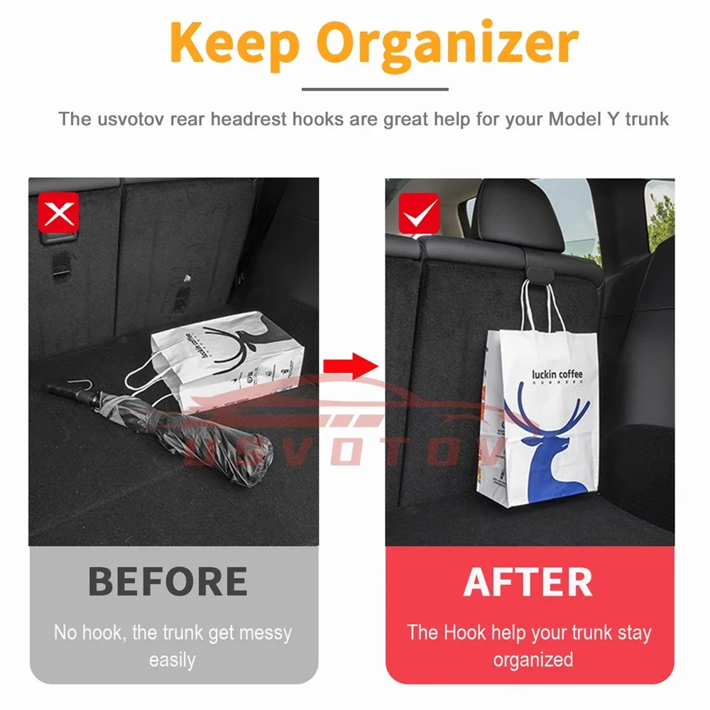 2 قطعة هوك مسند الرأس الخلفي ل تسلا نموذج Y العرعر المنظم مركز وحدة التحكم رئيس الراحة تخزين اكسسوارات مظلة جذع شماعات #2