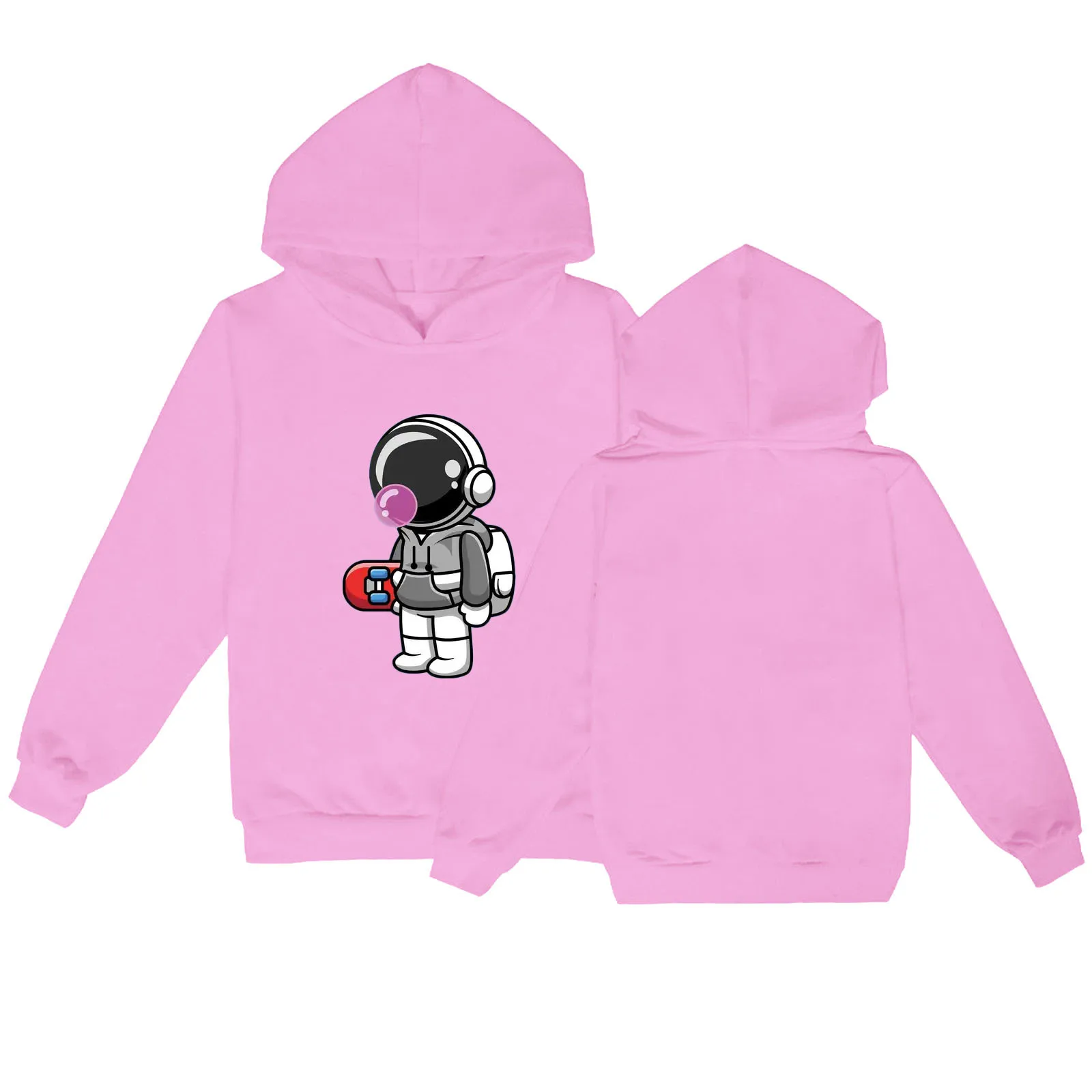 Love Q Version of Astronaut Pattern Printed Children Hooded Hoodie Elementary School Spring and Autumn Leisure All Thin Hoodie