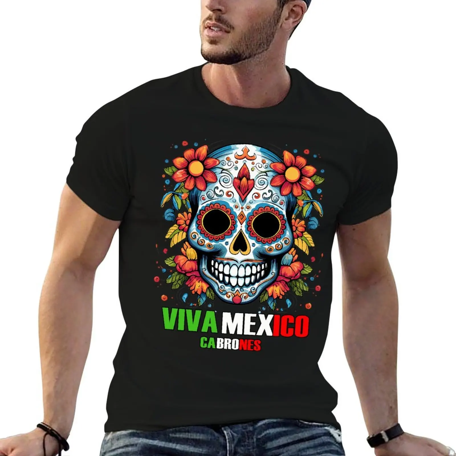 Viva Mexico Cabrones - Patriotic Celebration T-Shirt Basic Short Sleeve T-Shirt for Men
