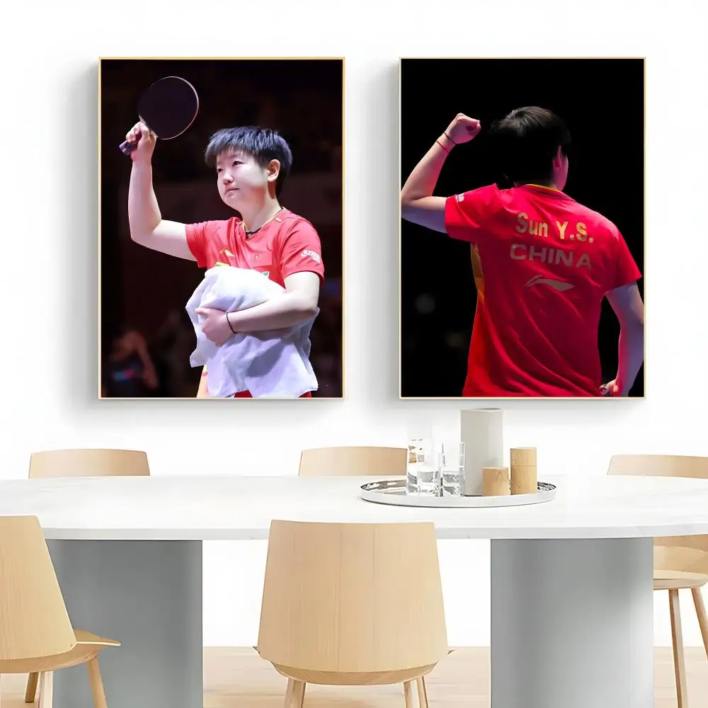 Champion Table Tennis Athlete S-Sun Yingsha Poster Wall Art Print Decorative Mural Home Decor Gift Unframed