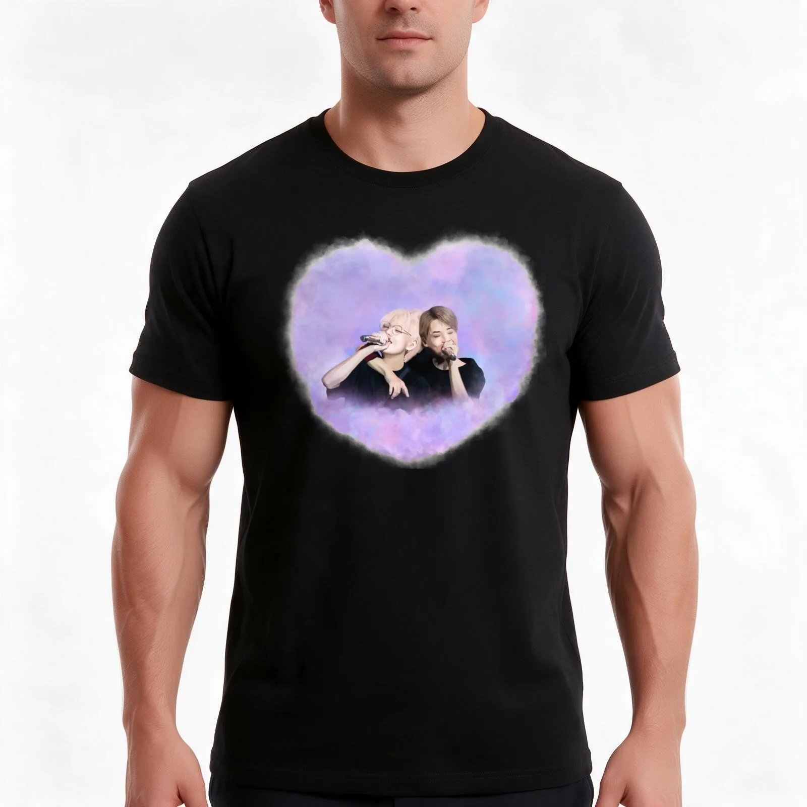 Purple soulmates T-Shirt, Summer Casual Cotton Tee, Oversized Streetwear Tops, Vintage Graphic Print, Loose Fit Short Sleeve